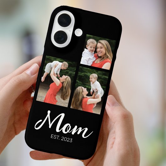 Mom Established Modern Script Black 3 Photo Case-Mate iPhone Hülle