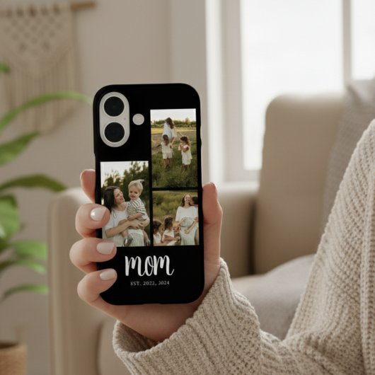 Mom Established Modern Script Black 3 Photo Case-Mate iPhone Hülle