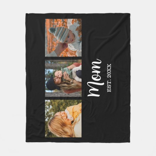 Mom Established Modern Script Black 3 Photo Fleecedecke (Vorderseite)
