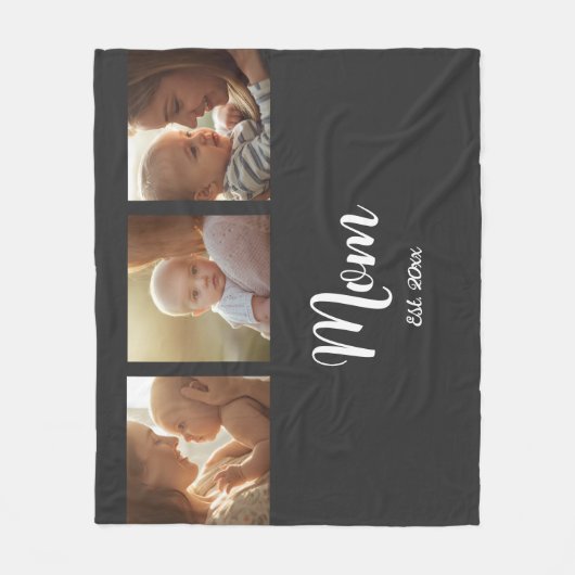 Mom Established Modern Script Black 3 Photo Fleecedecke (Vorderseite)