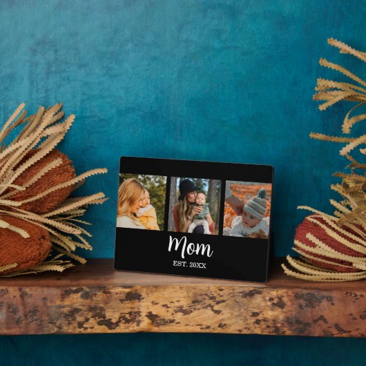 Mom Established Modern Script Black 3 Photo Fotoplatte (Seite)