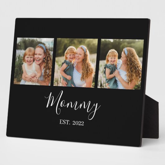 Mom Established Modern Script Black 3 Photo Fotoplatte (Seite)