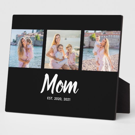Mom Established Modern Script Black 3 Photo Fotoplatte (Seite)