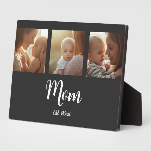 Mom Established Modern Script Black 3 Photo Fotoplatte (Seite)