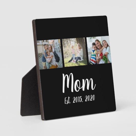 Mom Established Modern Script Black 3 Photo Fotoplatte (Vorderseite)