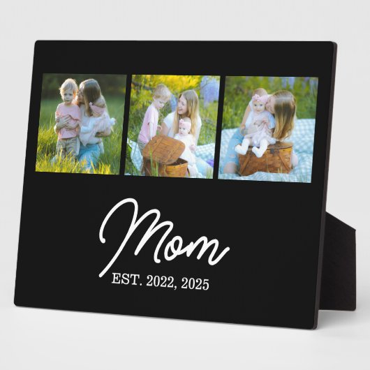 Mom Established Modern Script Black 3 Photo Fotoplatte (Seite)