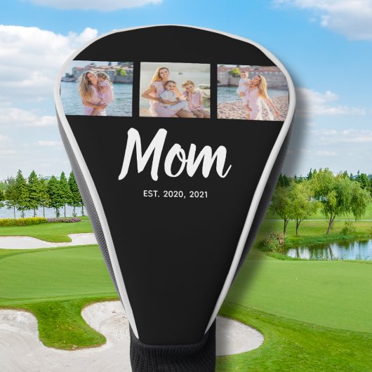 Mom Established Modern Script Black 3 Photo Golf Headcover