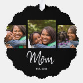 Mom Established Modern Script Black 3 Photo  Ornament Karte (Rückseite)