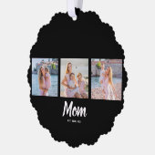 Mom Established Modern Script Black 3 Photo Ornament Karte (Links)