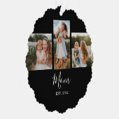 Mom Established Modern Script Black 3 Photo Ornament Karte (Rechts)