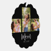 Mom Established Modern Script Black 3 Photo Ornament Karte (Rechts)
