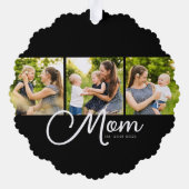 Mom Established Modern Script Black 3 Photo Ornament Karte (Rückseite)