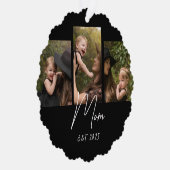 Mom Established Modern Script Black 3 Photo Ornament Karte (Rechts)