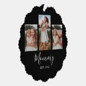 Mom Established Modern Script Black 3 Photo Ornament Karte (Rechts)