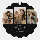 Mom Established Modern Script Black 3 Photo Ornament Karte (Vorderseite)