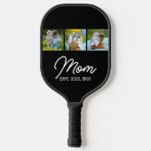 Mom Established Modern Script Black 3 Photo Pickleball Schläger (Rückseite)