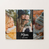 Mom Established Modern Script Black 3 Photo Puzzle (Horizontal)