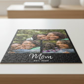 Mom Established Modern Script Black 3 Photo Puzzle