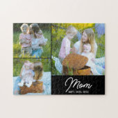 Mom Established Modern Script Black 3 Photo Puzzle (Horizontal)