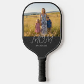 Mom Established Modern Script Black Photo Pickleball Schläger (Vorderseite)