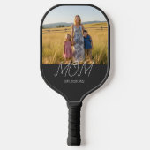Mom Established Modern Script Black Photo Pickleball Schläger (Rückseite)