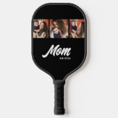 Mom Established Modern Script Black Photo Pickleball Schläger (Vorderseite)