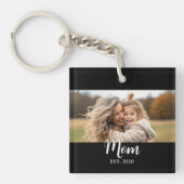 Mom Established Modern Script Black Photo Schlüsselanhänger (Vorderseite)