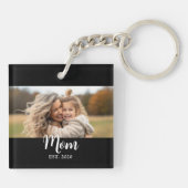 Mom Established Modern Script Black Photo Schlüsselanhänger (Rückseite)