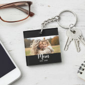 Mom Established Modern Script Black Photo Schlüsselanhänger