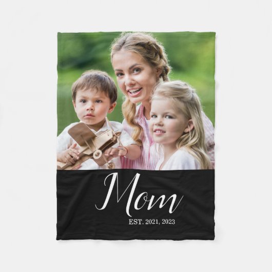 Mom Established Modern Script Photo Fleecedecke (Vorderseite)