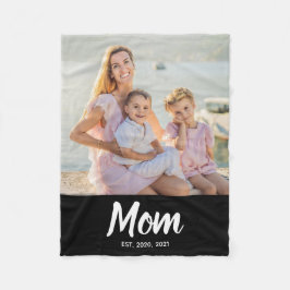 Mom Established Modern Script Photo Fleecedecke