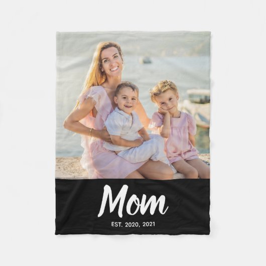 Mom Established Modern Script Photo Fleecedecke (Vorderseite)