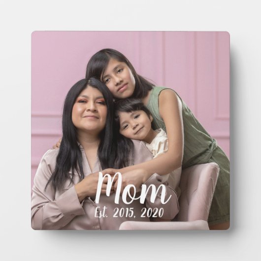 Mom Established Modern Script Photo Fotoplatte (Vorderseite)