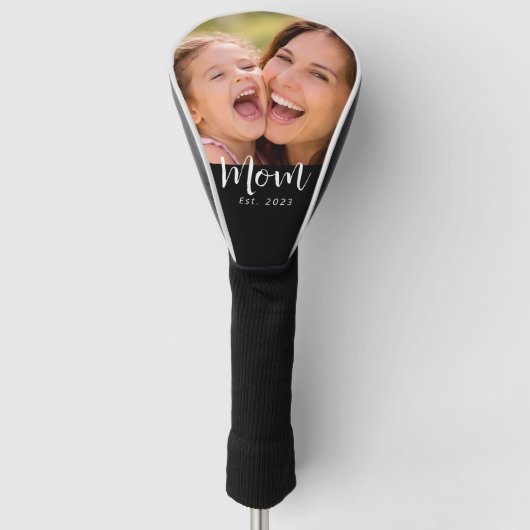 Mom Established Modern Script Photo Golf Headcover (Vorderseite)