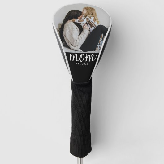 Mom Established Modern Script Photo Golf Headcover (Vorderseite)