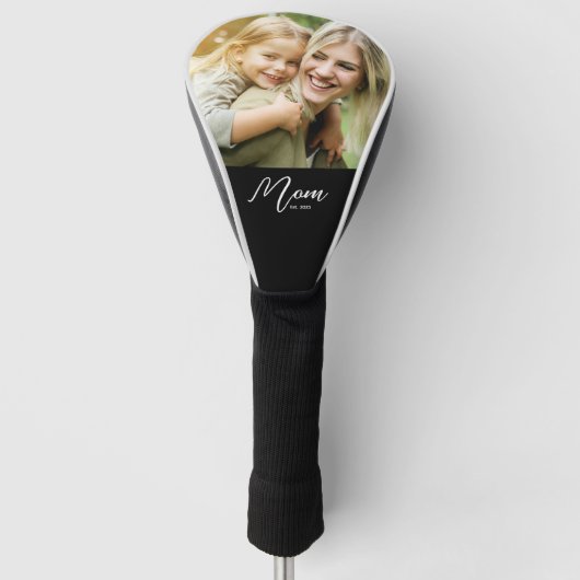 Mom Established Modern Script Photo Golf Headcover (Vorderseite)