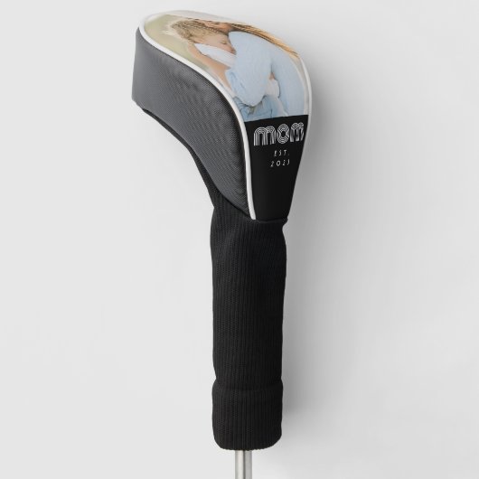 Mom Established Modern Script Photo  Golf Headcover (angewinkelt)