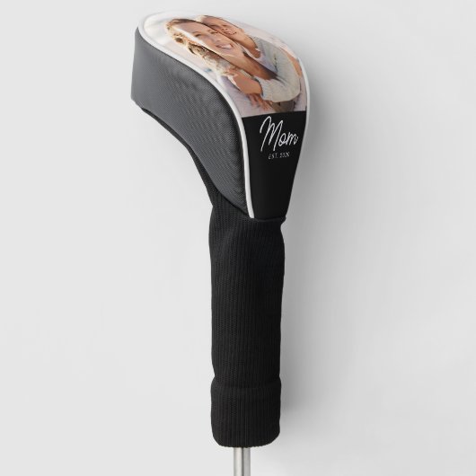 Mom Established Modern Script Photo Golf Headcover (angewinkelt)