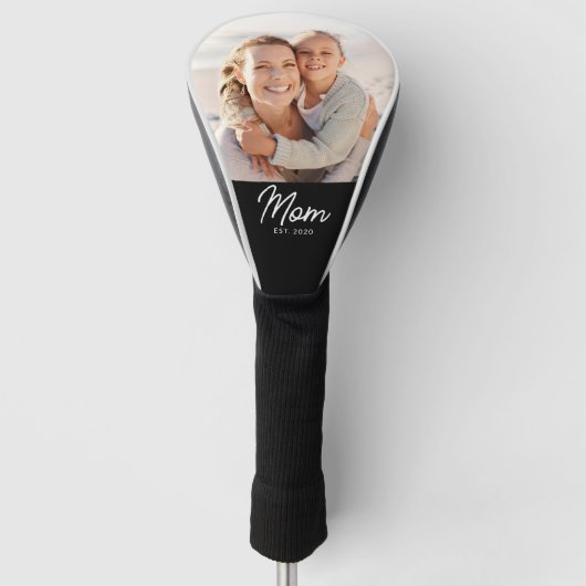 Mom Established Modern Script Photo Golf Headcover (Vorderseite)