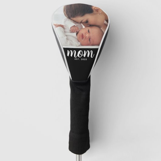 Mom Established Modern Script Photo Golf Headcover (Vorderseite)