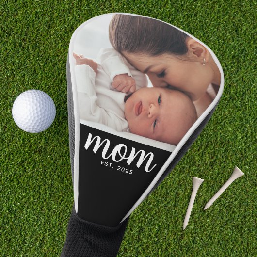 Mom Established Modern Script Photo Golf Headcover