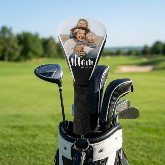 Mom Established Modern Script Photo Golf Headcover