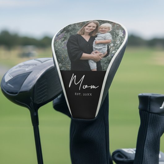 Mom Established Modern Script Photo Golf Headcover