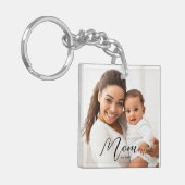 Mom Established Modern Script Photo Keychain Schlüsselanhänger (Vorderseite links)
