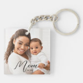 Mom Established Modern Script Photo Keychain Schlüsselanhänger (Rückseite)