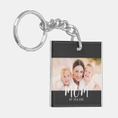 Mom Established Modern Script Photo Keychain Schlüsselanhänger (Vorderseite links)