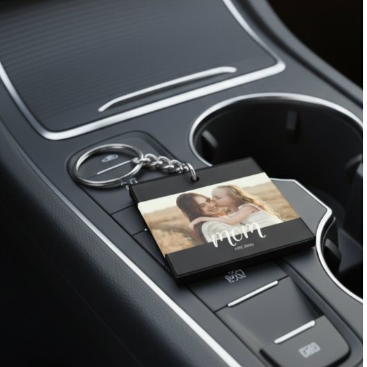 Mom Established Modern Script Photo Keychain Schlüsselanhänger