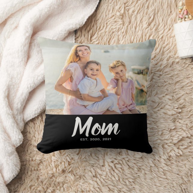 Mom Established Modern Script Photo Kissen (Decke)