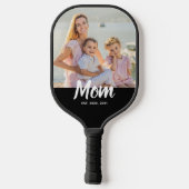 Mom Established Modern Script Photo Pickleball Schläger (Rückseite)