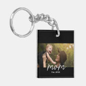 Mom Established Modern Script Photo Schlüsselanhänger (Vorderseite links)